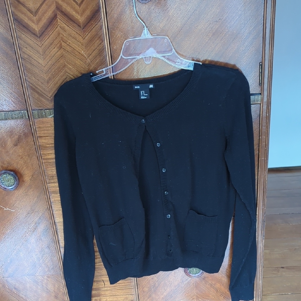 H&M Black Button-Up Cardigan Sweater
